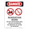 Signmission Safety Sign, OSHA Danger, 24" Height, 24" Length, Renovation Work, Portrait, V-1748 OS-DS-D-1824-V-1748 - alternate 1